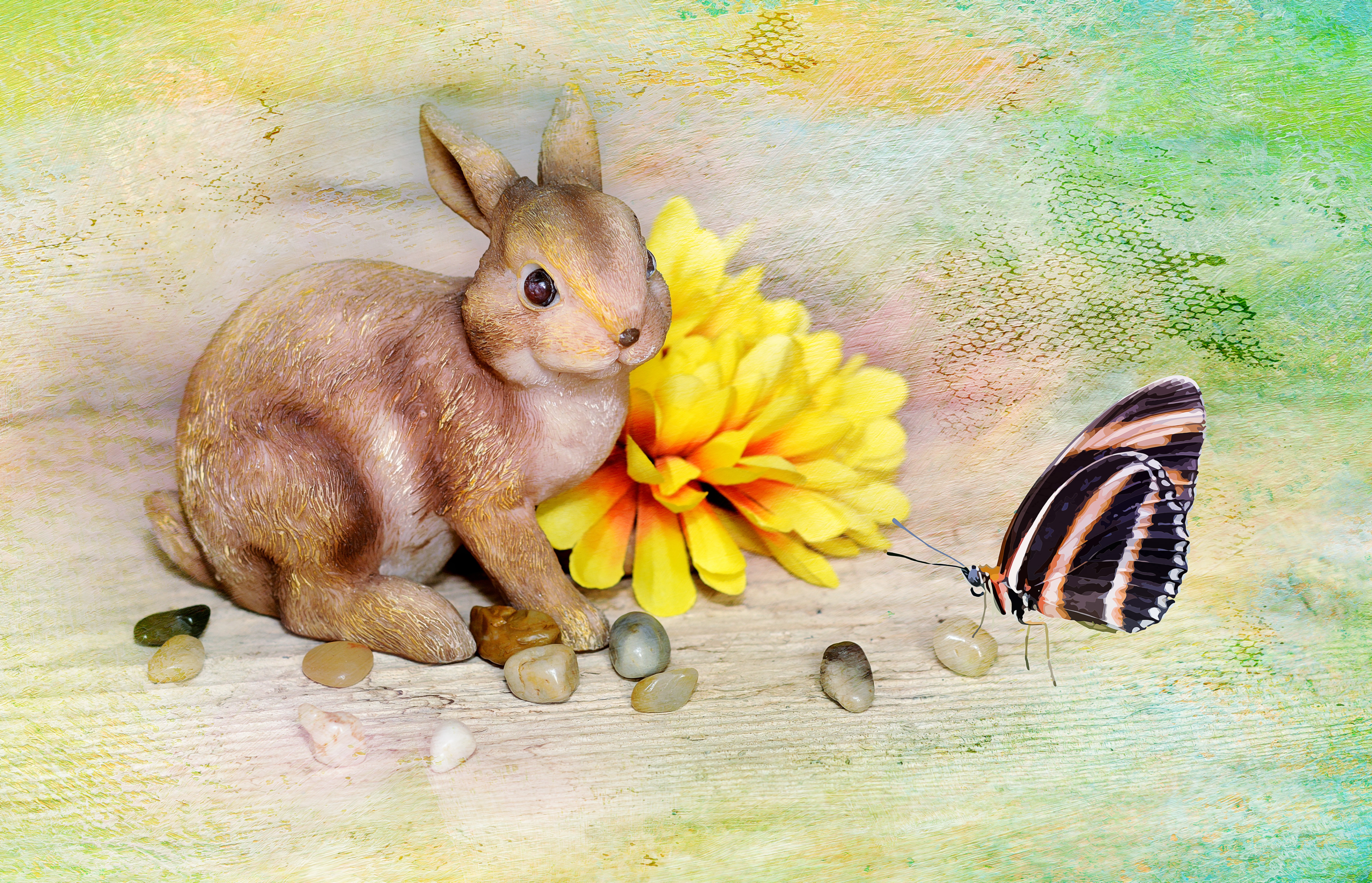 5974x3843 Free Images Blossom, Flower, Bloom, Decoration, Spring, Mammal - Easter Bunny Painting