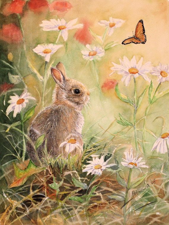 570x758 Bunny Rabbit Painting, Easter Bunny Watercolor Print - Easter Bunny Painting