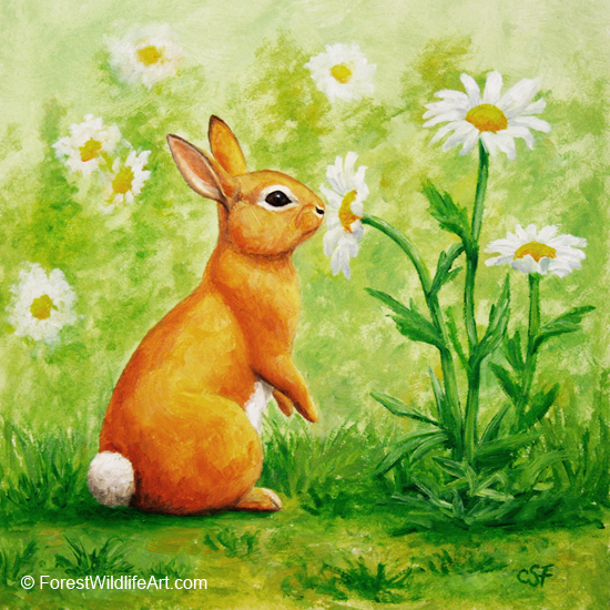 550x550 Crista Forest's Animals Amp Art Miniature Painting - Easter Bunny Painting