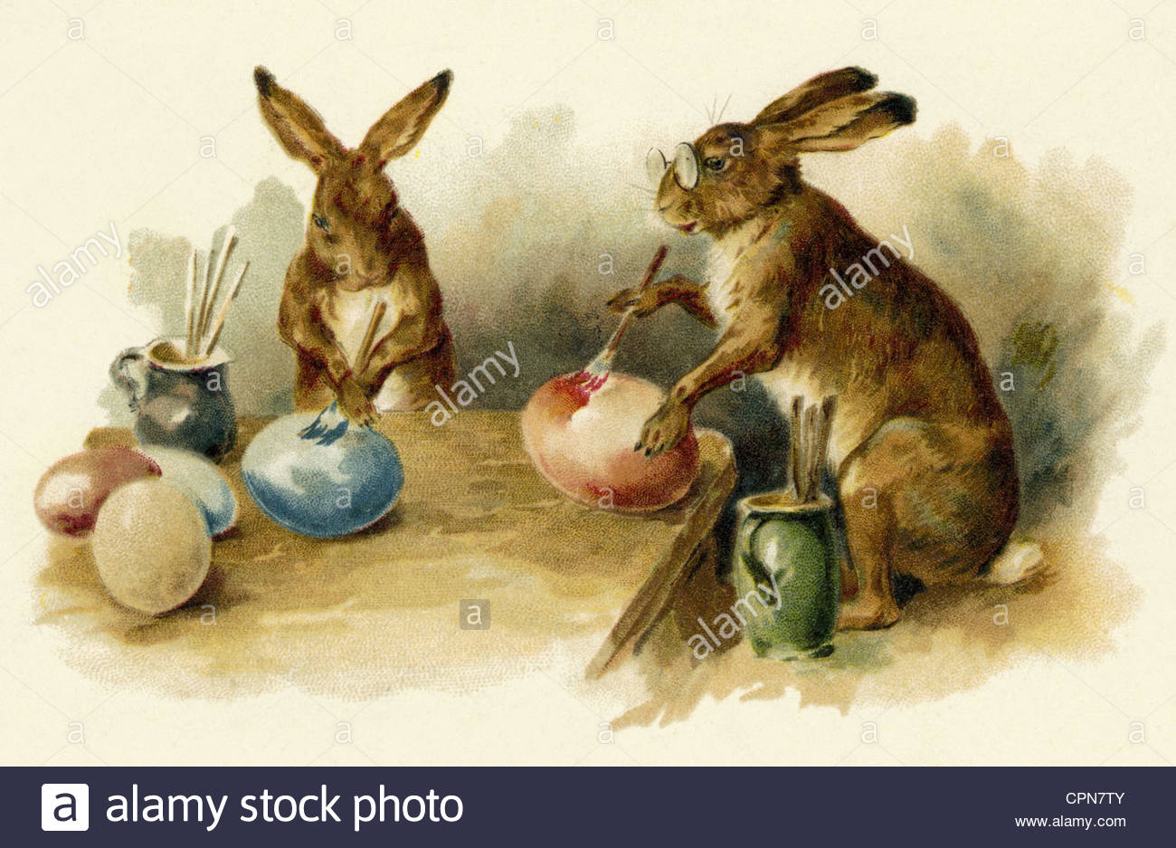 1300x937 Easter, Easter Bunny, Easter Bunnies Painting Easter Eggs, Austria - Easter Bunny Painting