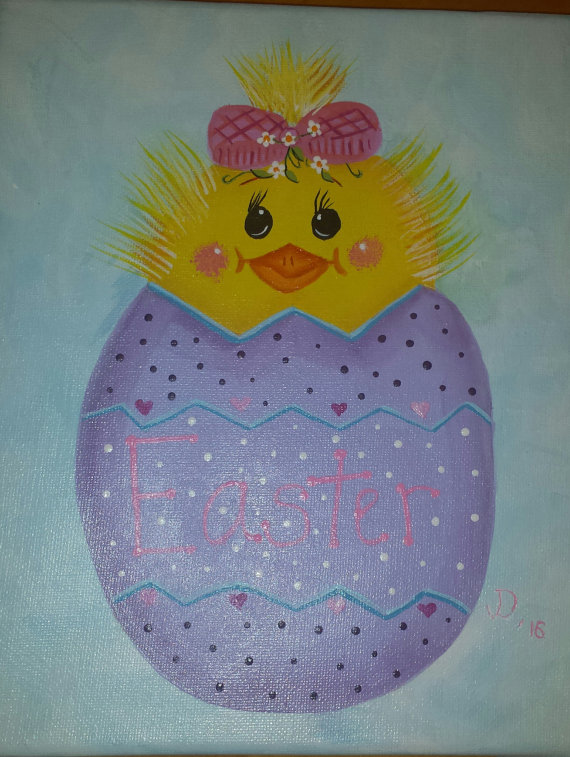 570x757 Items Similar To Easter Painting, Easter Egg Painting, Chick - Easter Chick Painting