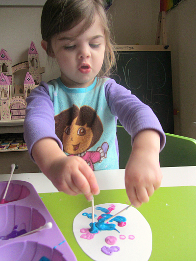 400x533 Q Tip Painted Easter Eggs {Fine Motor Amp Art} - Easter Egg Painting For Kids