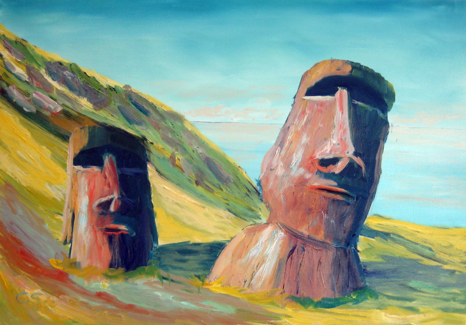 1614x1127 Mystic Landscapes Oil Paintings With Themes From Rapa Nui, Easter - Easter Island Painting