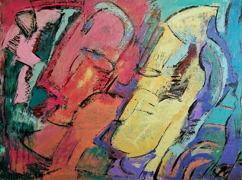 770x575 Saatchi Art Mingus On Easter Island Painting By Ruby Lindner - Easter Island Painting