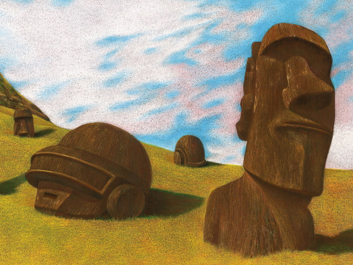 700x525 Daft Punk Painting Easter Island Music Art Huge Giant Print Poster - Easter Island Painting