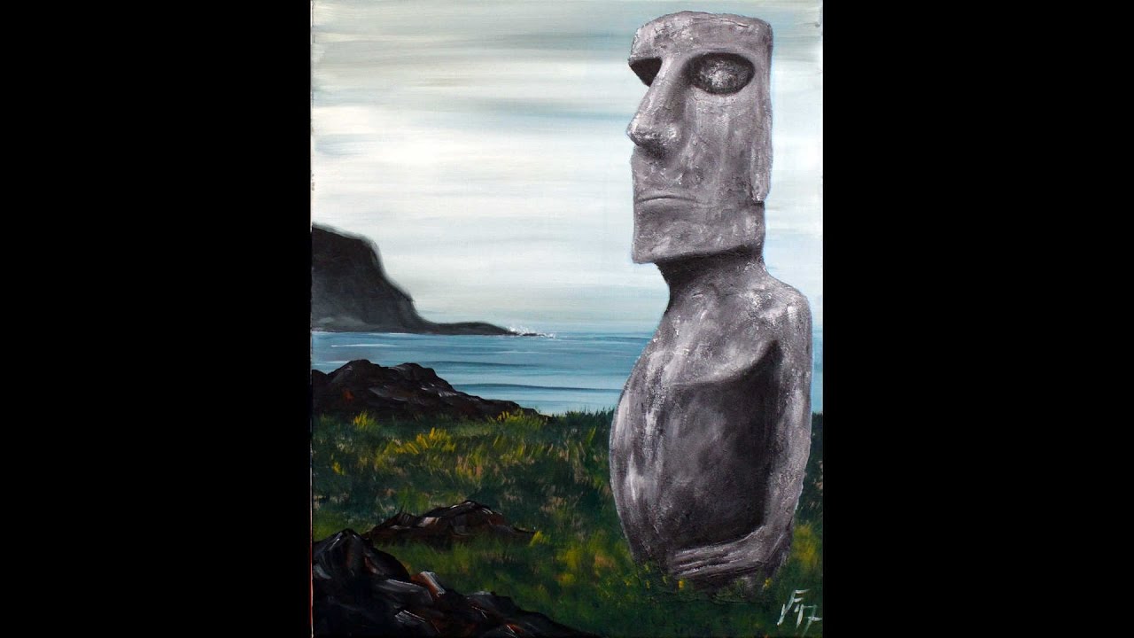 1280x720 Easter Island Moai Step By Step Acrylic Painting On Canvas - Easter Island Painting