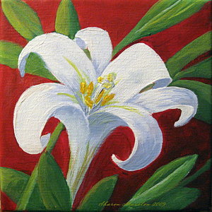 300x300 Easter Lily Painting By Sharon Marcella Marston - Easter Lily Painting