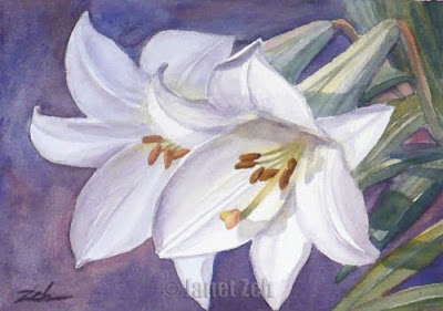 400x281 Zeh Original Art Blog Watercolor And Oil Paintings Easter Lilies - Easter Lily Painting