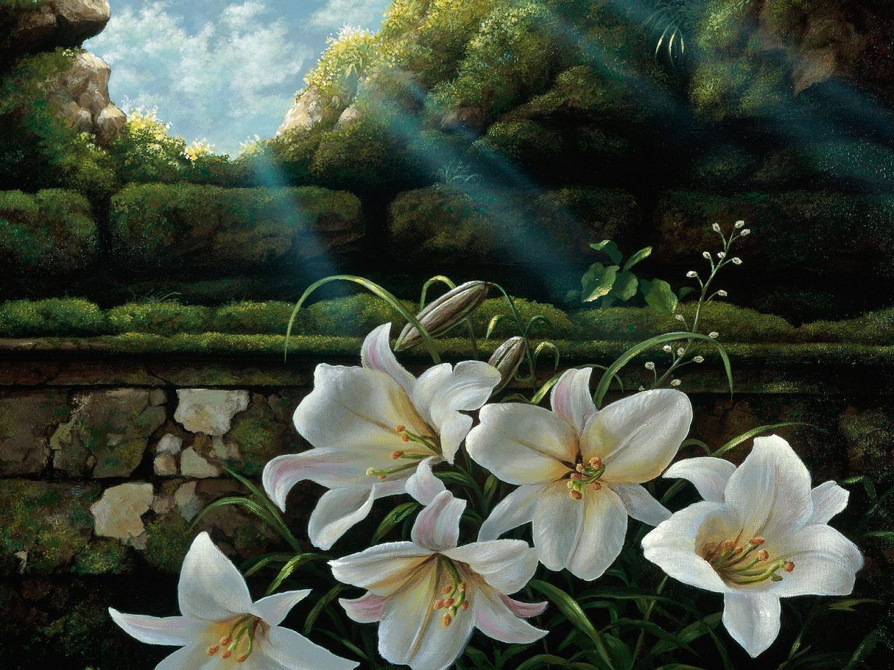 1280x960 Easter Lily Pictures Home Art White Easter Lilies Painting White - Easter Lily Painting