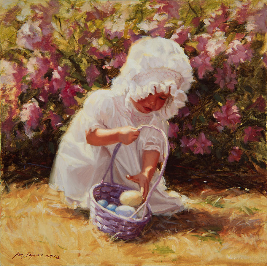 900x896 Easter Egg Hunt Painting By Ronald Bayens - Easter Painting