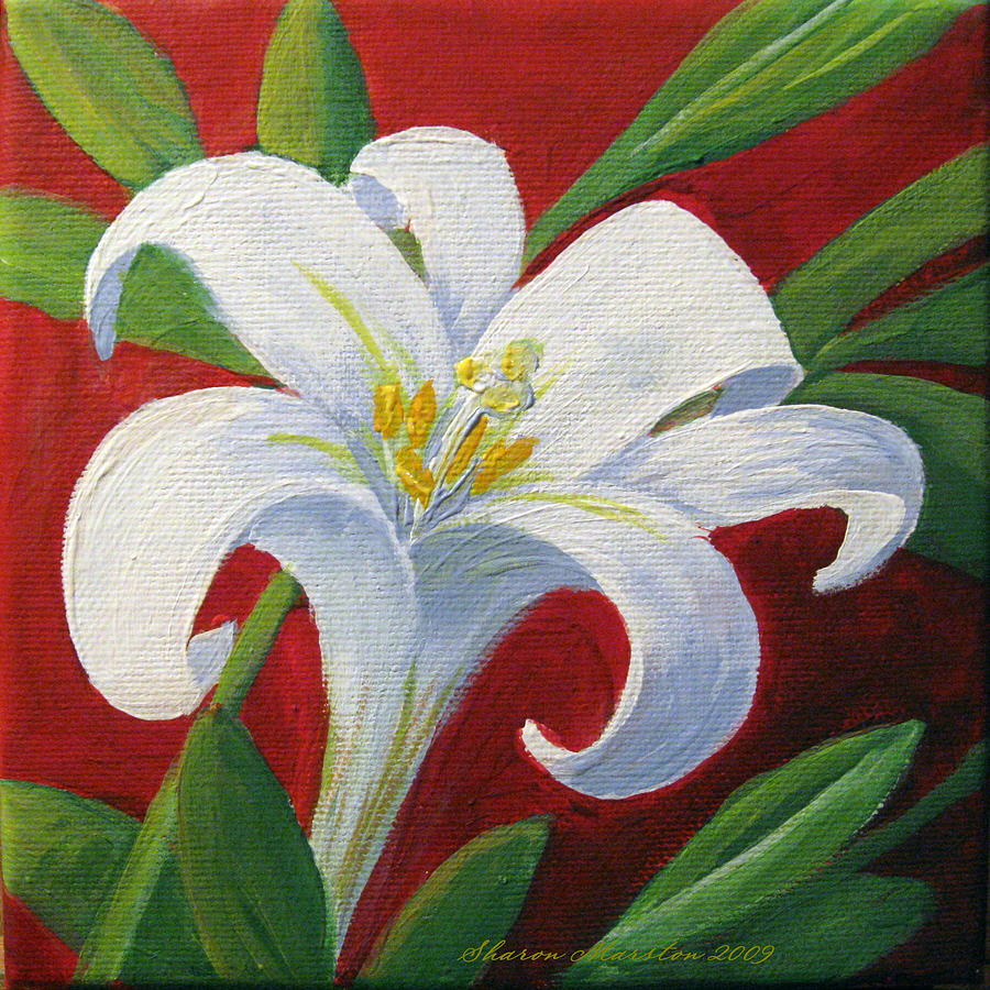 900x900 Easter Lily Painting By Sharon Marcella Marston - Easter Painting