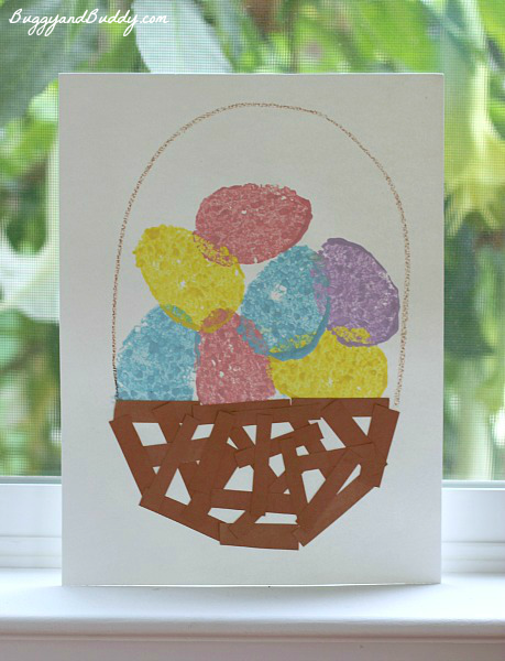 459x600 Easter Crafts For Kids Sponge Painted Easter Egg Basket Easter - Easter Painting Activities