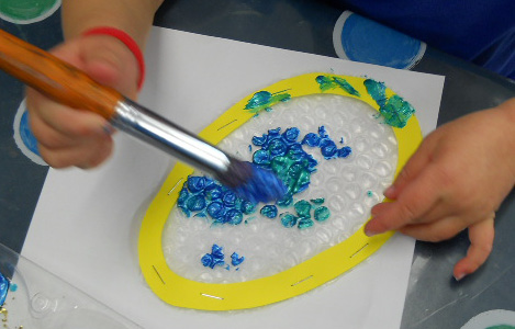 469x300 Easter Eggs Creative Activity Using Bubble Wrap Pre School Themes - Easter Painting Activities