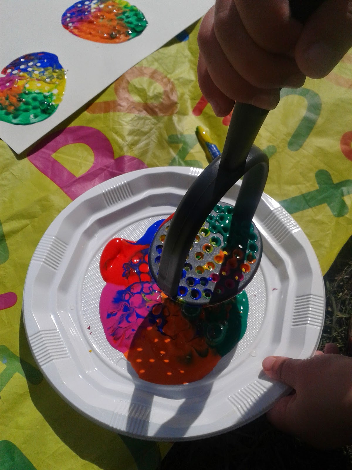 1200x1600 Home At The Heathers Potato Masher Easter Egg Printing - Easter Painting Activities