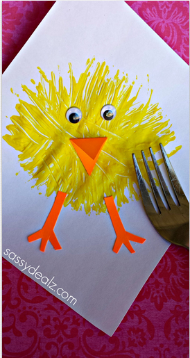 274x515 Make A Chick Craft Using A Fork - Easter Painting For Kids