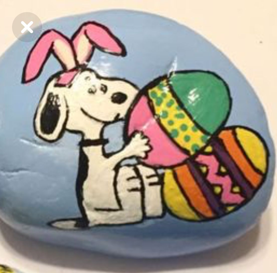 1105x1087 Snoopy Easter Painted Rock Kids Crafts - Easter Painting For Kids