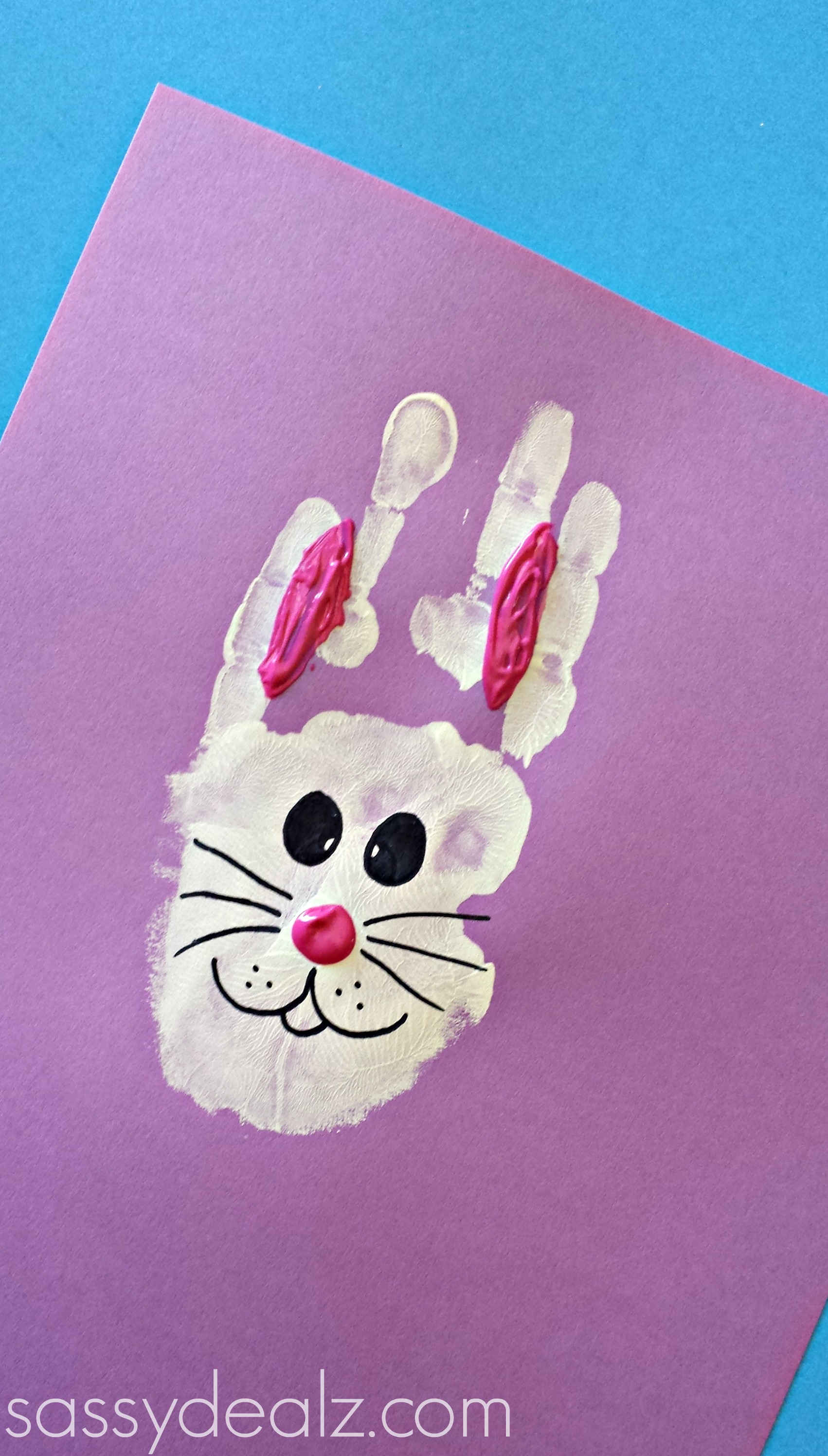 1702x2992 Bunny Rabbit Handprint Craft For Kids (Easter Idea) - Easter Painting For Toddlers