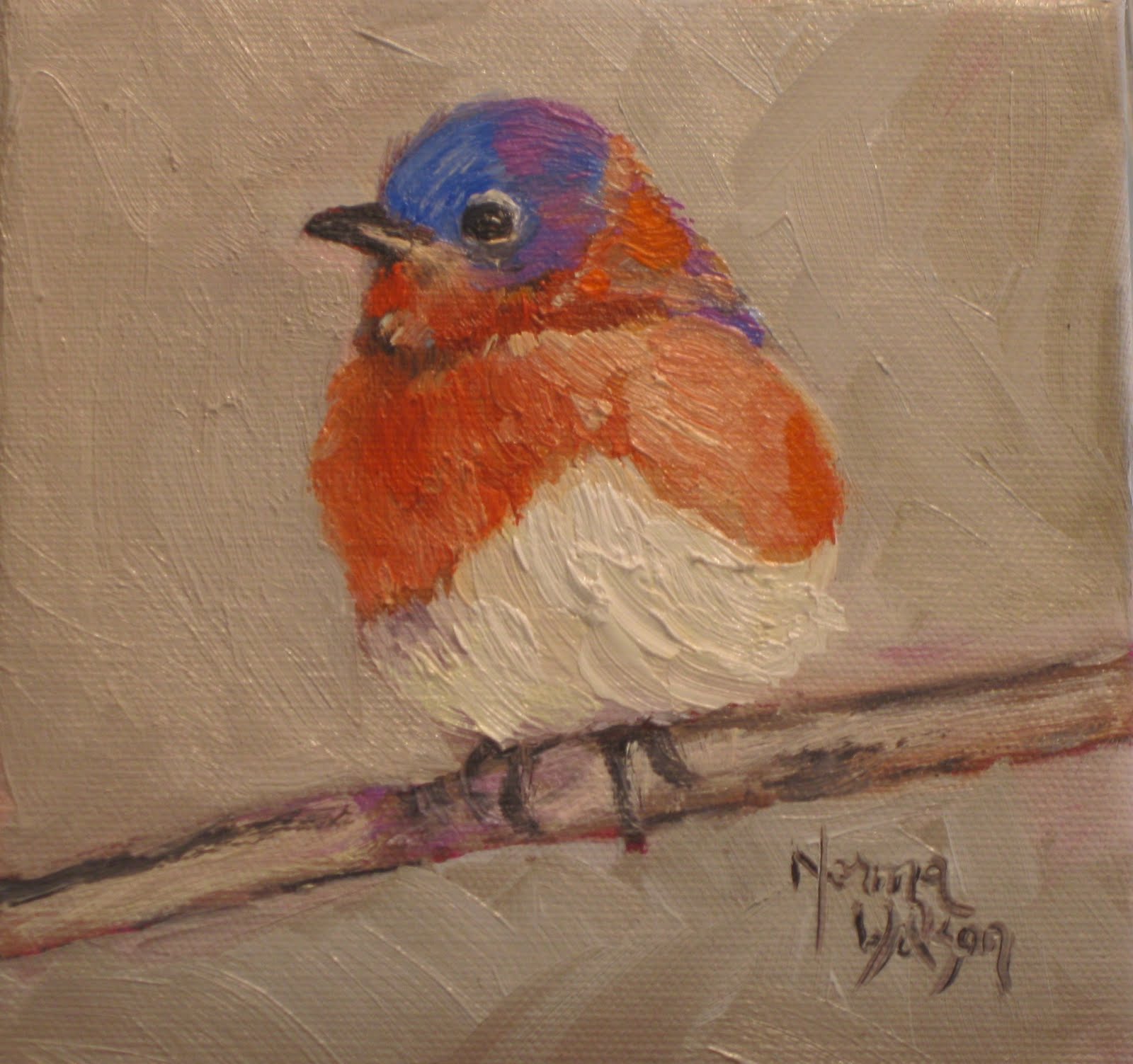 1600x1503 Norma Wilson Art Norma Wilson Original Oil Virginia Artist - Eastern Bluebird Painting