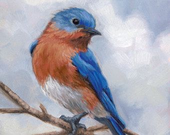 340x270 Pair Of Chickadees - Eastern Bluebird Painting