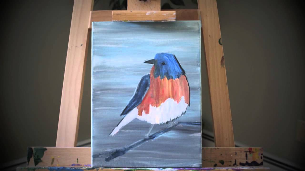 1280x720 Step By Step Eastern Bluebird Painting (Acrylics On Canvas) - Eastern Bluebird Painting