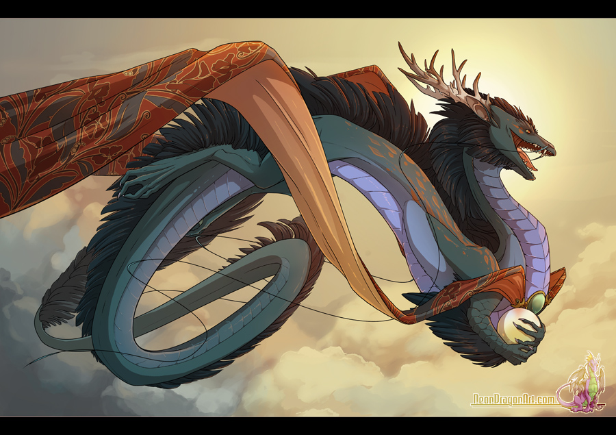 900x635 Eastern Flare By Neondragon - Eastern Dragon Painting