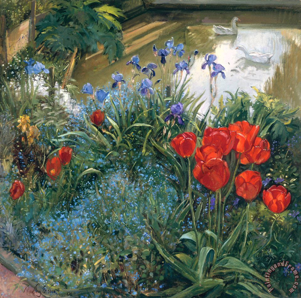 960x952 Timothy Easton Red Tulips And Geese Painting - Easton Painting