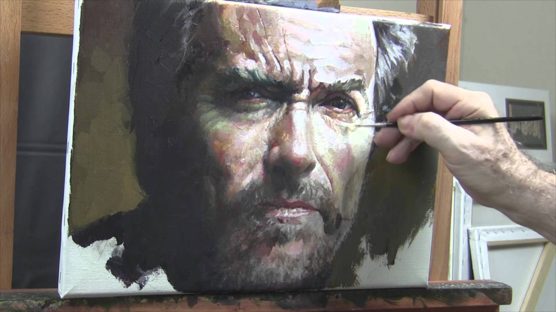 1920x1080 Speed Painting Clint Eastwood By Roger Barcilon - Eastwood Painting