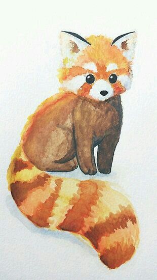 310x550 Red Panda Watercolor Painting Animal Painting, Art, Artwork - Easy Animal Painting