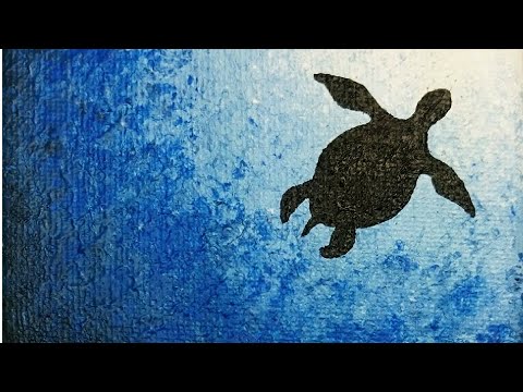 480x360 Sea Turtle Silhouette Painting - Easy Animal Painting