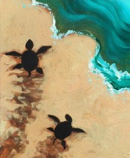 256x310 Pin By Art A Site! On Beaches Paintings, Canvases - Easy Animals Painting Canvas