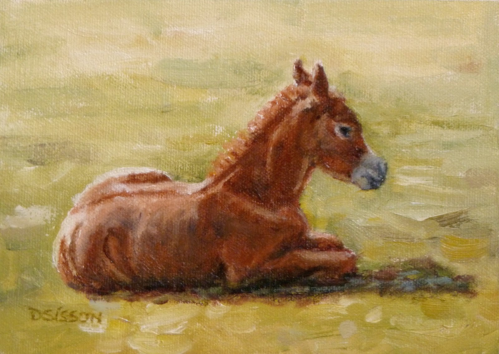 1600x1136 Daily Painting Projects Pasture Foal Oil Painting Horse Portrait - Easy Animals Painting Canvas