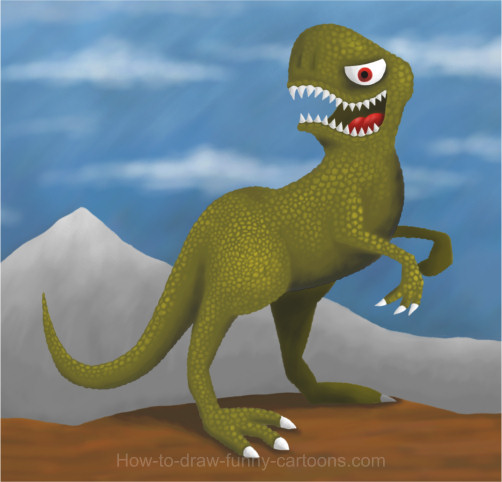 502x482 Dinosaur Drawing (Cartoon Painting) - Easy Dinosaur Painting