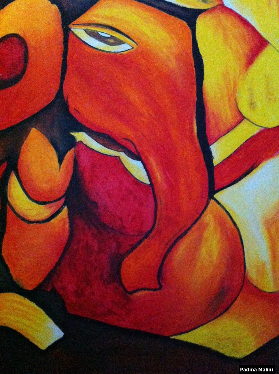968x1296 Ganesha In Oil Pastels My Life Is An Abstract Painting - Easy Ganesh Painting