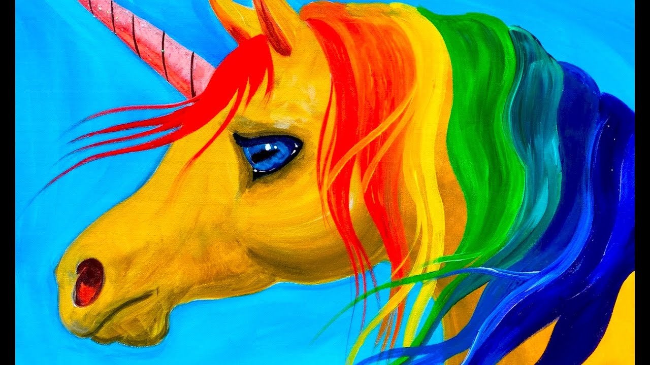 1280x720 Easy Learn To Paint Rainbow Unicorn Acrylic Tutorial Beginners - Easy Horse Painting