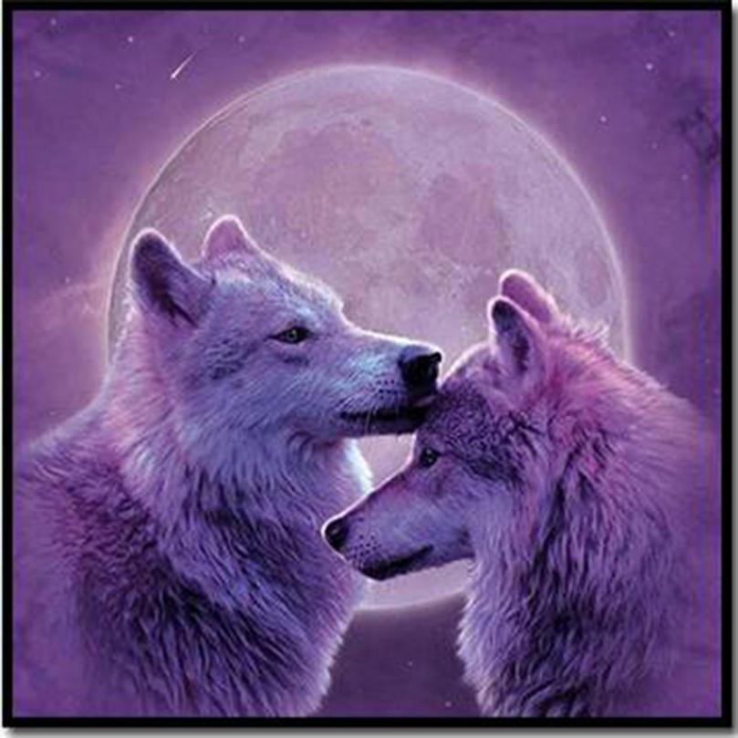 809x809 Purple Moon Wolf - Easy Moon Painting