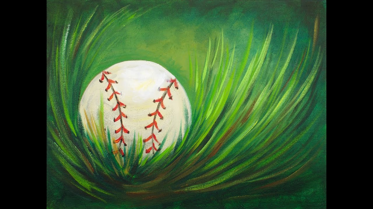 1280x720 Acrylic Step By Step Painting Baseball In Grass Easy Beginner - Easy Painting