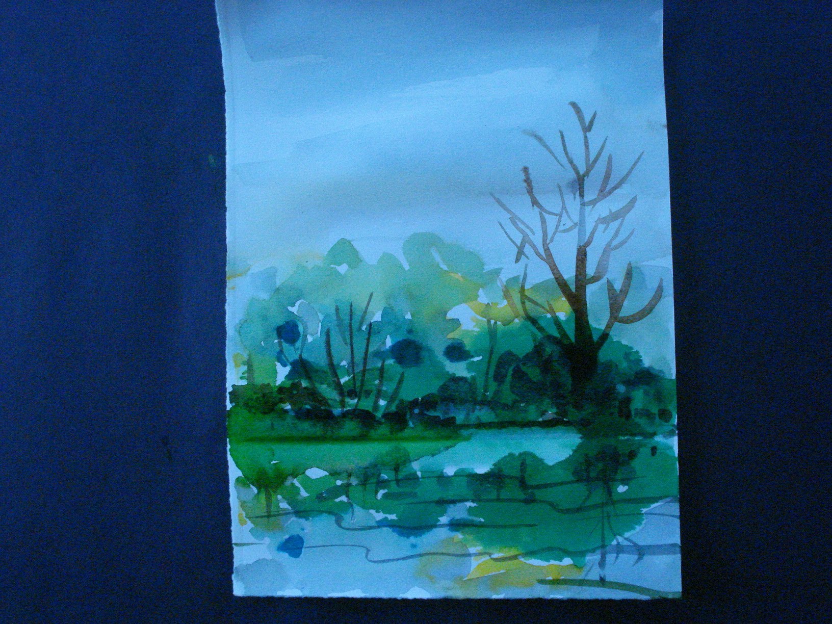 1632x1224 How To Draw Nature Painting With Water Colour - Easy Painting To Draw