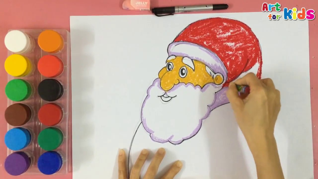 1280x720 How To Draw Santa Claus 3 Painting Christmas Kids Art - Easy Santa Painting