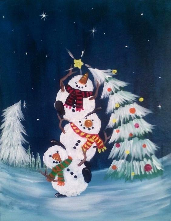 564x727 Snowman Canvas Painting Easy Snowman Canvas Painting Party - Easy Snowman Painting