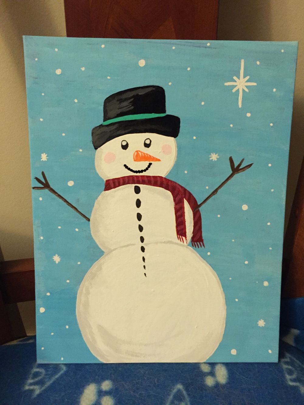 1000x1334 Snowman Painted On Canvas Free Hand. Navidad - Easy Snowman Painting