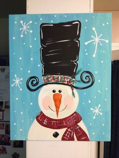 236x314 Winter Sale Snowman Catching Flakes Acrylic Painting, Snowman - Easy Snowman Painting