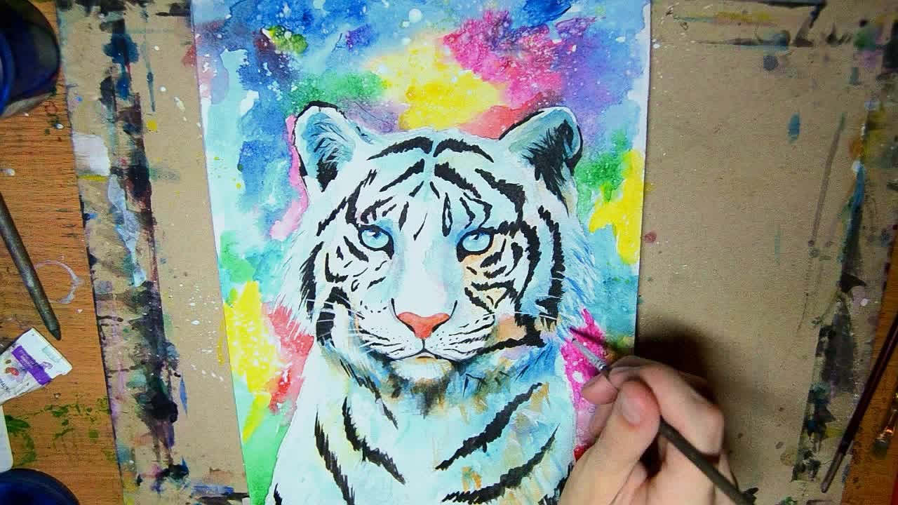 1280x720 White Tiger - Easy Tiger Painting