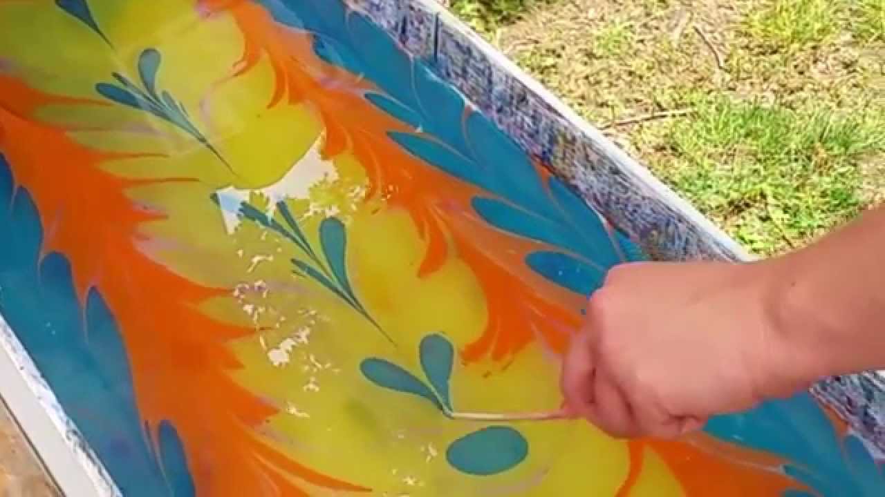 1280x720 Ebru Silk Scarf Dyeing - Ebru Painting