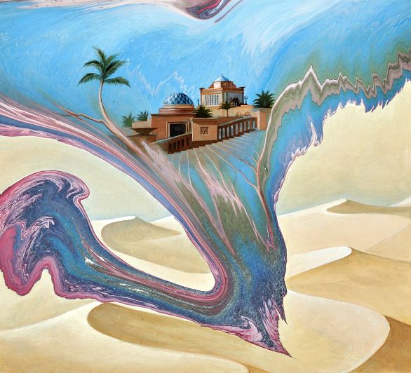 586x532 Garip Ay Painting On Ebru - Ebru Painting