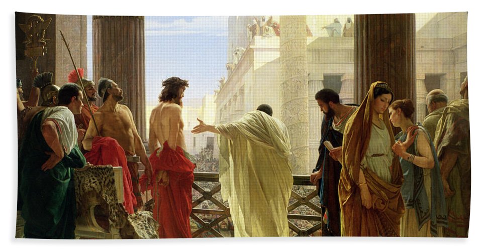 967x500 Ecce Homo Beach Sheet For Sale By Antonio Ciseri - Ecce Homo Painting Antonio Ciseri