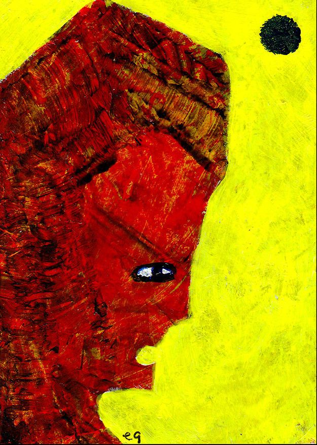 625x875 The Meat Of Our Existence E9art Aceo Abstract Outsider Folk Art - Eclectic Painting