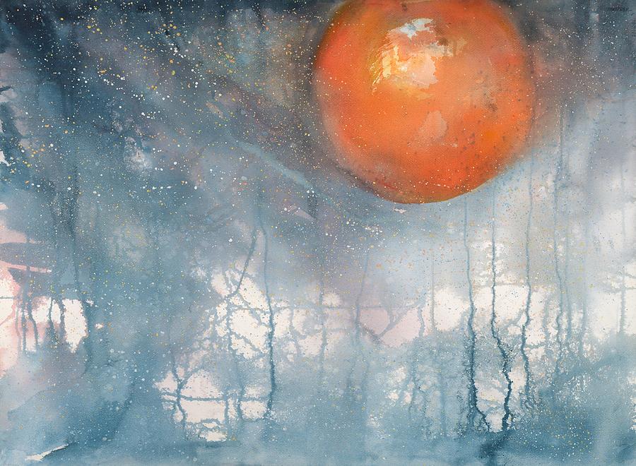900x660 Lunar Eclipse Painting By Robin Samiljan - Eclipse Painting