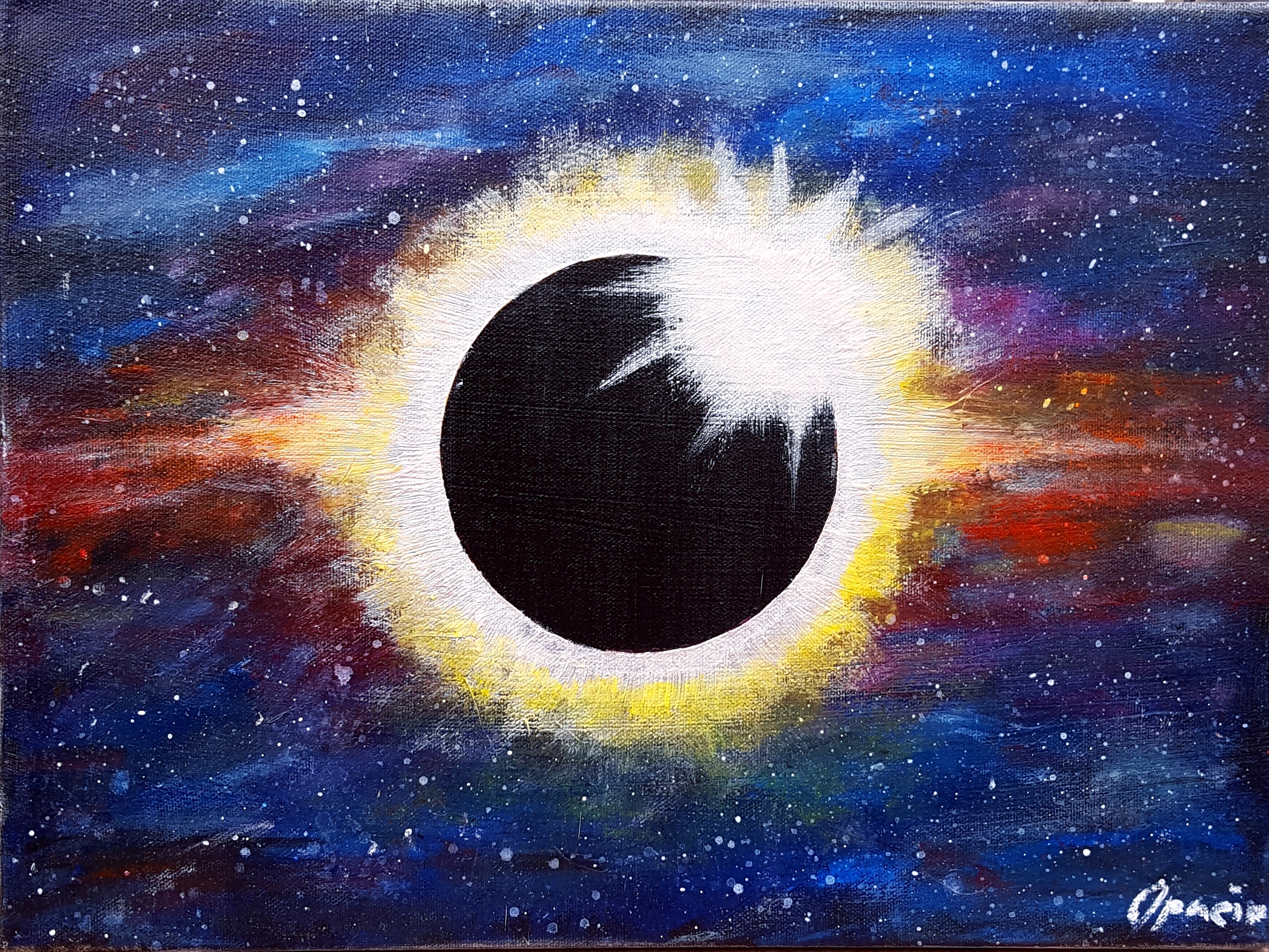2806x2106 Sun Is Hiding (Solar Eclipse) Acrylic Painting Josipa's Art - Eclipse Painting