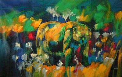 400x252 Bear At Night Abstract Expressionist Painting (2008) - Ecosystem Painting
