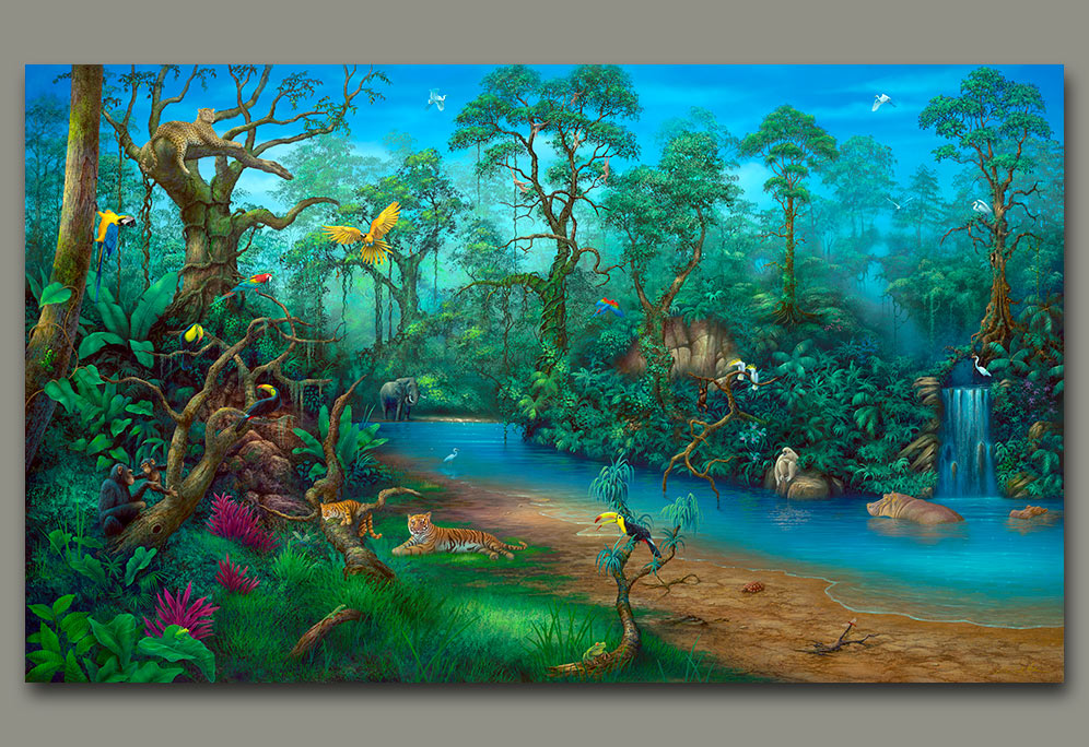 996x684 Rainforest Painting A Rainforest Painting By Artist David Miller - Ecosystem Painting